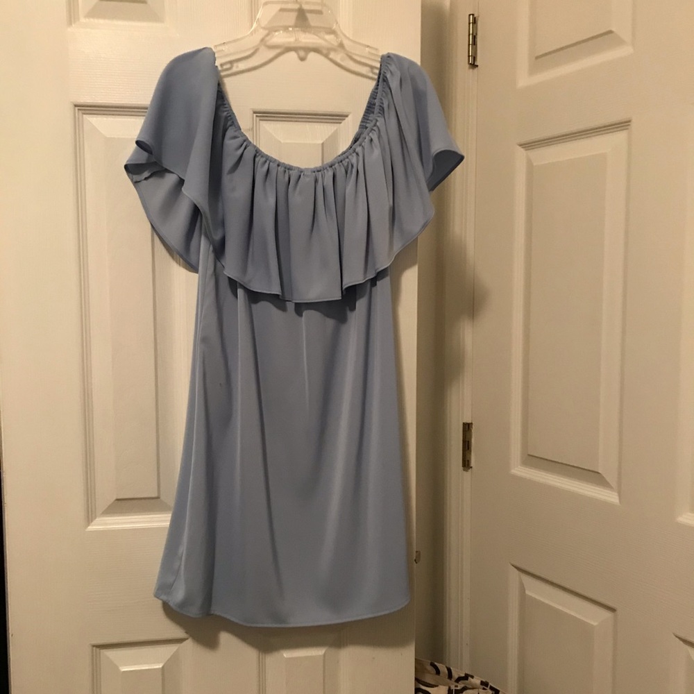 Light blue off the shoulder dress